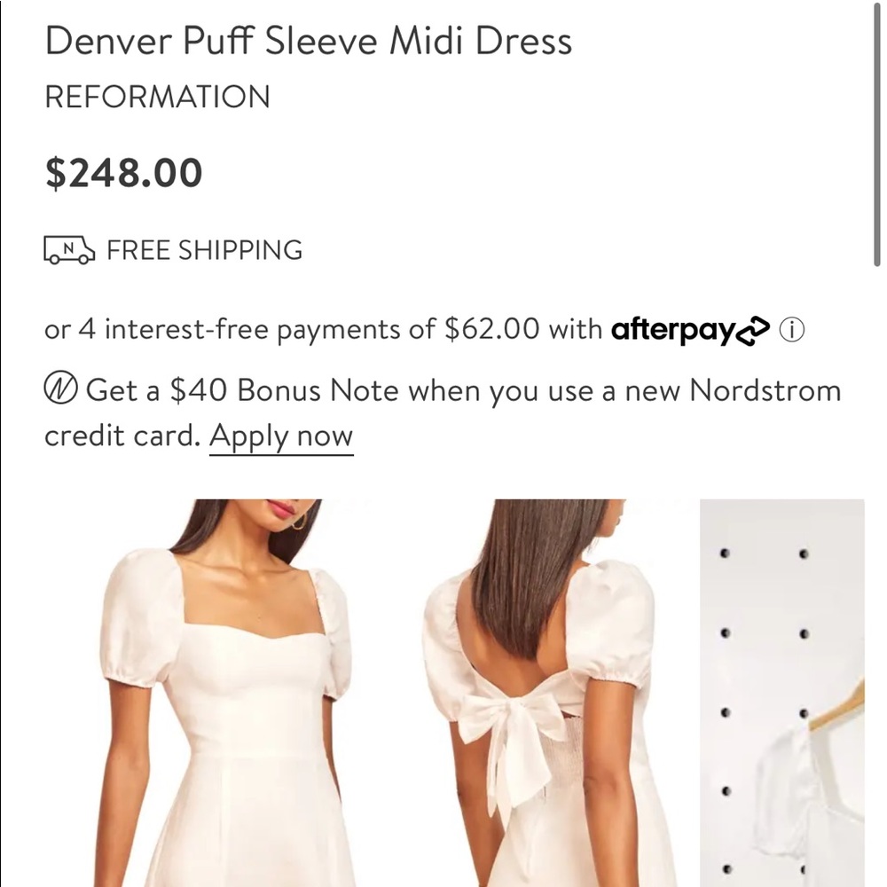Reformation - Size 0 - Denver Puff Sleeve Midi Dress